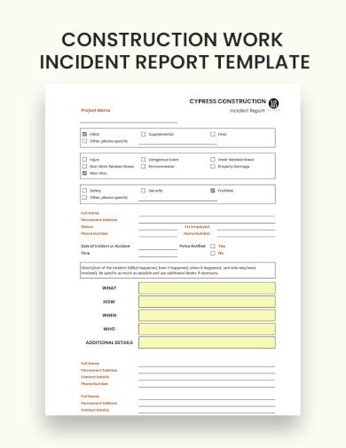 cnc machine accident report sample|construction site incident report.